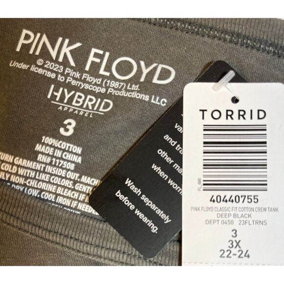 Pink Floyd Torrid Plus 3 Gray Wish You Were Here Graphic Crew Cotton Tank Top - Picture 6 of 6